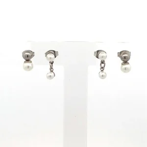DUO DE BRINCOS PEROLA INOX 10mm