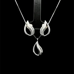 CONJUNTO GOTA VAZADA DE PRATA 45cm/12mm