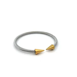 PULSEIRA BRACELETE TORCIDO ABERTO MISTO INOX/ INOX GOLD