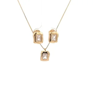 CONJUNTO RETANGULAR CRISTAL FOLHEADO 45cm/10mm
