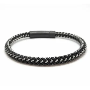 PULSEIRA ENTRELACADA INOX MASCULINA 21cm