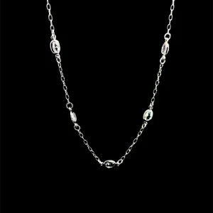 GARGANTILHA CHOKER CRISTAL OVAL DE PRATA 35cm + 5cm Ext