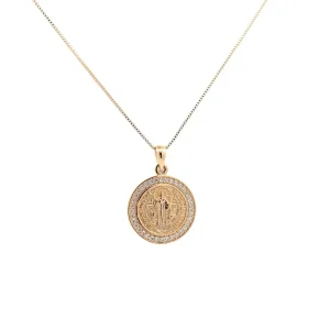 GARGANTILHA MEDALHINHA CRAVEJADO SÃO BENTO FOLHEADO 45cm/18mm
