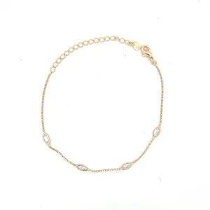 PULSEIRA CRISTAIS OVAIS FOLHEADO 18cm + 5cm Ext