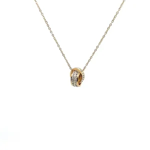 GARGANTILHA AROS CRAVEJADO INOX GOLD 40cm + 5cm Ex