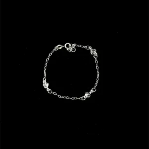 PULSEIRA INFANTIL CRISTAL CORACAO DE PRATA 14cm + 2cm Ext