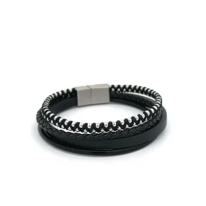 PULSEIRA DE COURO MASCULINO INOX