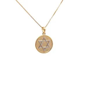 GARGANTILHA MEDALINHA ESTRELA DE DAVI FOLHEADO 45cm/18mm