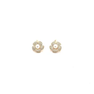 BRINCO DE PRESSAO FLOR CRAVEJADA PEROLA 13,5mm