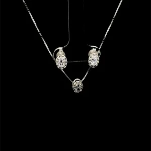 CONJUNTO OVAL CRISTAL DE PRATA 45cm/6mm