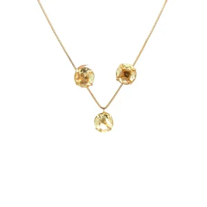 CONJUNTO CRISTAL AMARELO REDONDO FOLHEADO 40+5cm Ext/8mm