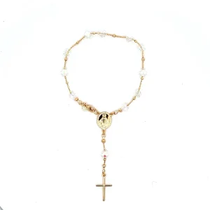 PULSEIRA CRISTAIS C/ NSRA DAS GRAÇAS FOLHEADO 18cm/6mm