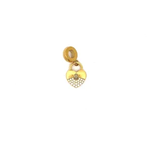 BERLOQUE CORACAO CADEADO CRAVEJADO INOX GOLD