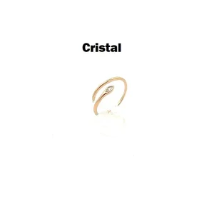ANEL ABERTO CRISTAL GOTA FOLHEADO