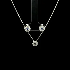 CONJUNTO HEXAGONAL CRAVEJADO DE PRATA 45cm/6,5mm