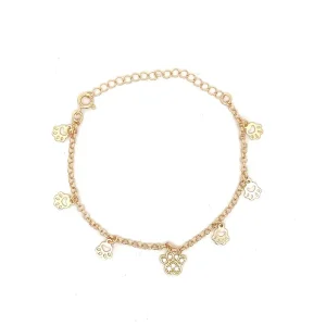 PULSEIRA ELO C/ PATAS CRAVEJADO FOLHEADO 15cm + 5cm Ext