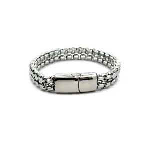 PULSEIRA ELO QUADRICULADO DUPLO INOX 21cm/12mm