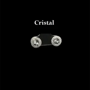 BRINCO PONTO DE LUZ CRAVEJADO DE PRATA C/ RODIO 10mm