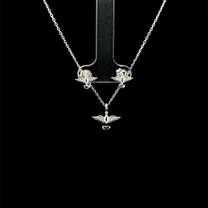 CONJUNTO ESPIRITO SANTO DE PRATA C/ RODIO 40+5cm Ext