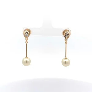 BRINCO PENDURICALHO PEROLA C/ CRISTAL OVAL FOLHEADO 32mm