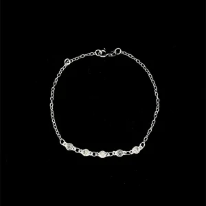 PULSEIRA CRISTAIS DE PRATA 17cm + 2cm Ext