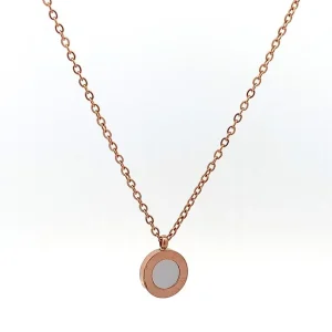 GARGANTILHA PONTO DE LUZ ROMANO MADREPEROLA INOX ROSE 40cm + 5cm