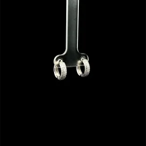 BRINCO ARGOLA CLICK CRAVEJADA DE PRATA C/ RODIO 13mm