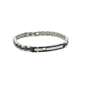 PULSEIRA CHAPINHA CURVA MISTA INOX/BLACK MASCULINO 21cm