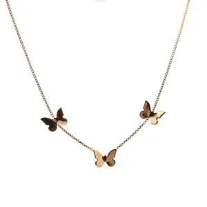 GARGANTILHA BORBOLETA LISA FOLHEADO 40cm + 10cm Ext