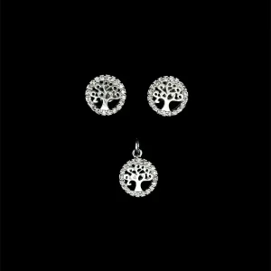 CONJUNTO S/ CORRENTE ARVORE DA VIDA DE PRATA 11mm