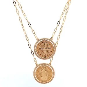 ESCAPULARIO SÃO BENTO MEDALHA FOLHEADO 24mm