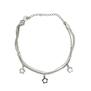 PULSEIRA DUPLA C/ ESTRELAS INOX 16cm + 5cm Ext