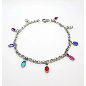 PULSEIRA C/CRISTAIS NAVETE COLOR INOX 19cm