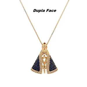 GARGANTILHA NSRA APARECIDA DUPLA FACE FOLHEADO 45cm/23mm