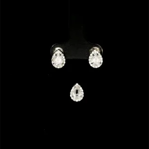 CONJUNTO S/ CORRENTE CRISTAL GOTA DE PRATA 6,5mm