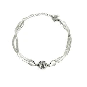 PULSEIRA FITA DUPLA SÃO BENTO INOX 17cm + 5cm Ext