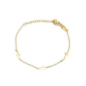 PULSEIRA CRUZ INOX GOLD 16cm + 5cm