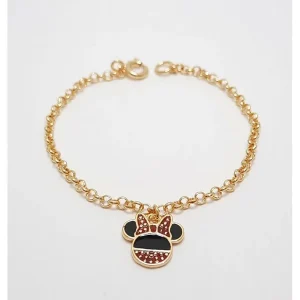 PULSEIRA ELO PORTUGUES INFANTIL MENINA FOLHEADO 14cm