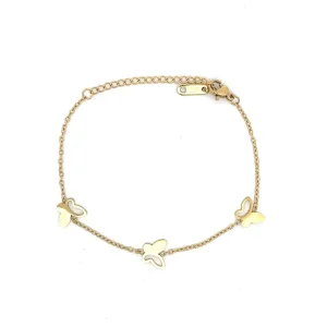 PULSEIRA BORBOLETAS INOX GOLD 16cm + 5cm