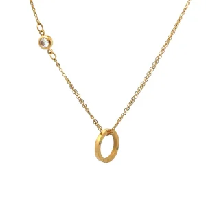 GARGANTILHA C ARO ROMANO E PONTO DE LUZ INOX GOLD 45cm + 5cm Ext