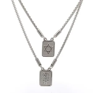 ESCAPULARIO MAO DE FATIMA/ESTRELA DE DAVI INOX
