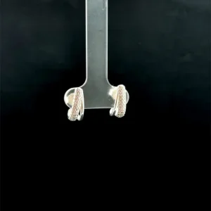 BRINCO CURVO C/ ZIRCONIAS DE PRATA 9mm
