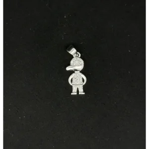 PINGENTE CRAVEJADO MENINO DE PRATA 8mm