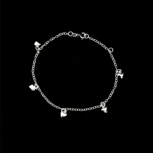 PULSEIRA CORACOES LISOS DE PRATA 18cm + 2cm Ext