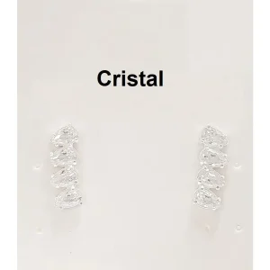 BRINCO 4 CRISTAIS GOTA DE PRATA 15mm