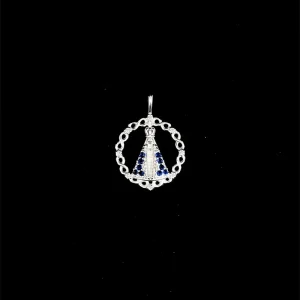 PINGENTE NSRA APARECIDA CRAVEJADA DE PRATA 16mm