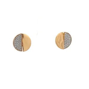 BRINCO ESFERA METADE LISA/CRAVEJADA FOLHEADO 14mm