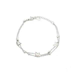 PULSEIRA DUPLA BORBOLETA MADREPEROLA INOX 16cm + 4cm Ext