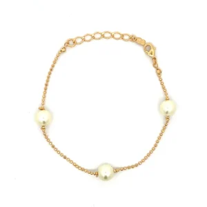 PULSEIRA PEROLAS C/ BOLINHAS FOLHEADO 17cm + 3cm Ext/8mm