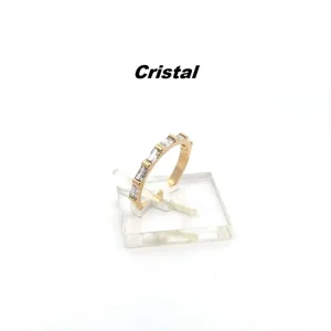 ANEL CRISTAL BAGUETE FOLHEADO